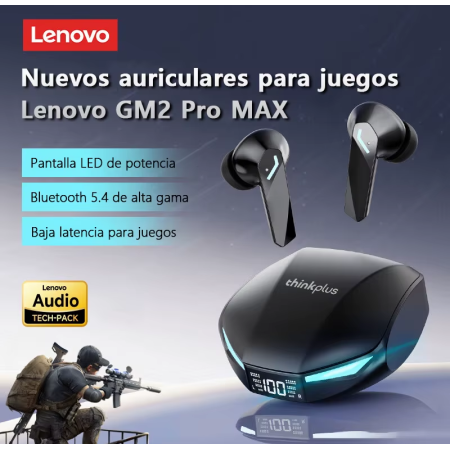 Lenovo GM2 PRO MAX auriculares inalámbricos Bluetooth 5,4 pantalla Digital LED